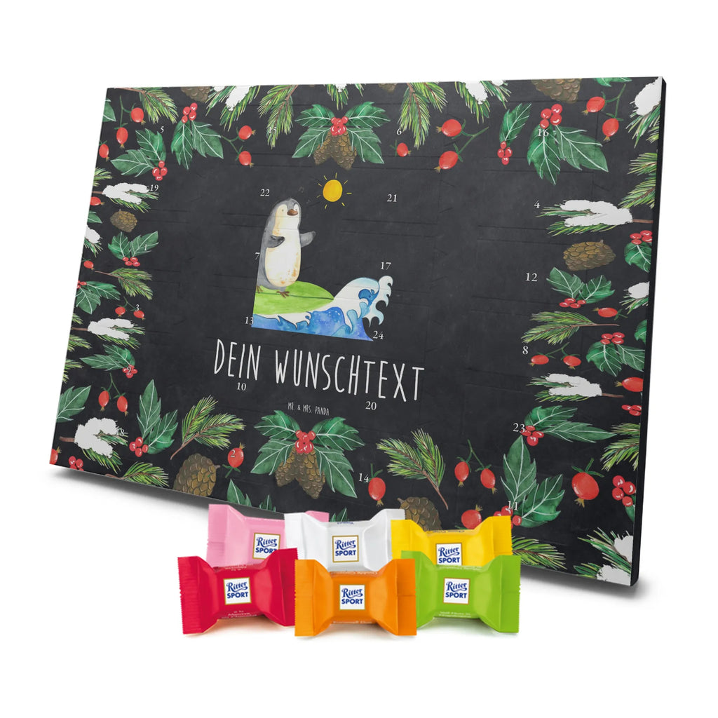 Personalisierter Schoko Adventskalender Pinguin Surfer Personalisierter Adventskalender, Adventskalender mit Namen, Pinguin, Wellen Reiten, Pinguine, Urlaub, Wellen, Surfen, Surfer, Portugal, Hawaii