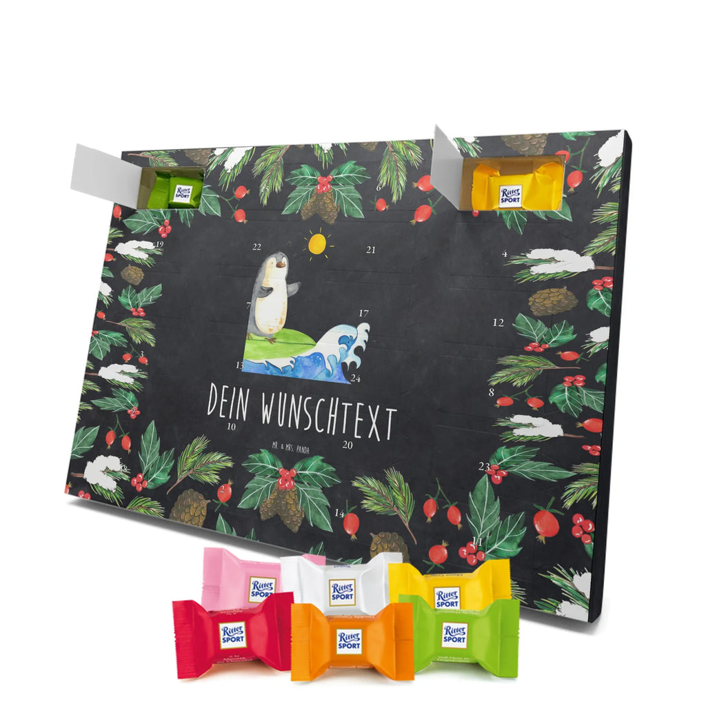 Personalisierter Schoko Adventskalender Pinguin Surfer Personalisierter Adventskalender, Adventskalender mit Namen, Pinguin, Wellen Reiten, Pinguine, Urlaub, Wellen, Surfen, Surfer, Portugal, Hawaii