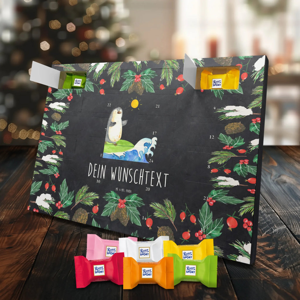 Personalisierter Schoko Adventskalender Pinguin Surfer Personalisierter Adventskalender, Adventskalender mit Namen, Pinguin, Wellen Reiten, Pinguine, Urlaub, Wellen, Surfen, Surfer, Portugal, Hawaii
