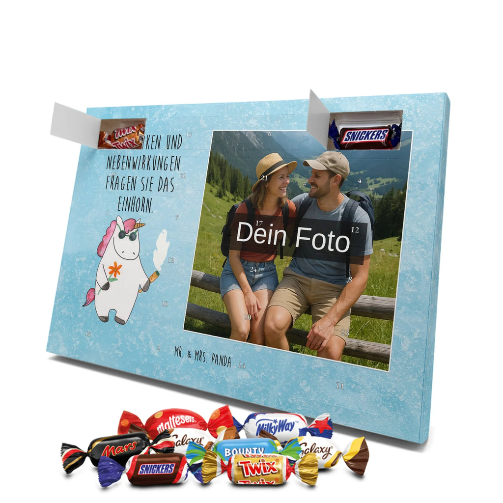 Personalisierter Schoko Foto Adventskalender Einhorn Woodstock Personalisierter Schoko Foto Adventskalender, Unicorn, Einhorn, Einhörner, Einhorn Deko, Zigarette, Spaß. Lustig, Alkohol, Joint, Woodstock, Party, Kiffen, Witzig