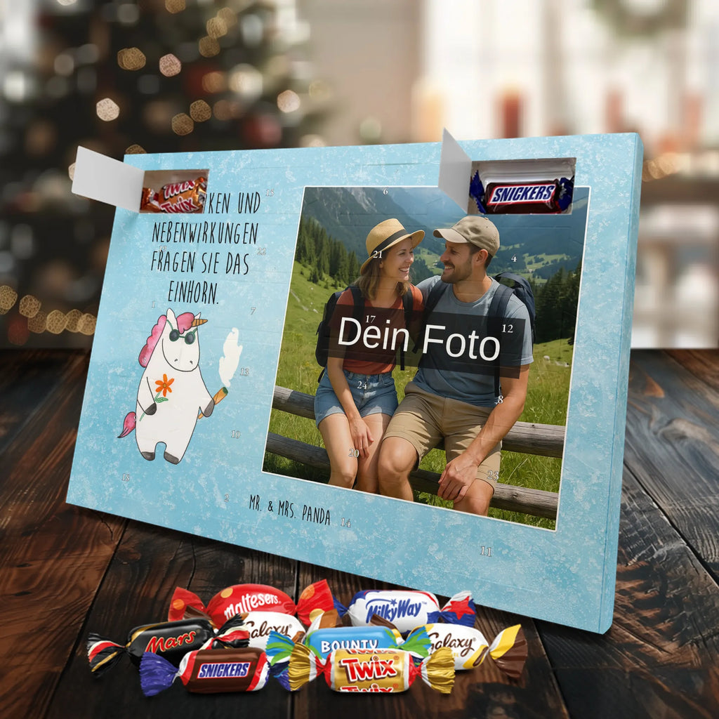 Personalisierter Schoko Foto Adventskalender Einhorn Woodstock Personalisierter Schoko Foto Adventskalender, Unicorn, Einhorn, Einhörner, Einhorn Deko, Zigarette, Spaß. Lustig, Alkohol, Joint, Woodstock, Party, Kiffen, Witzig