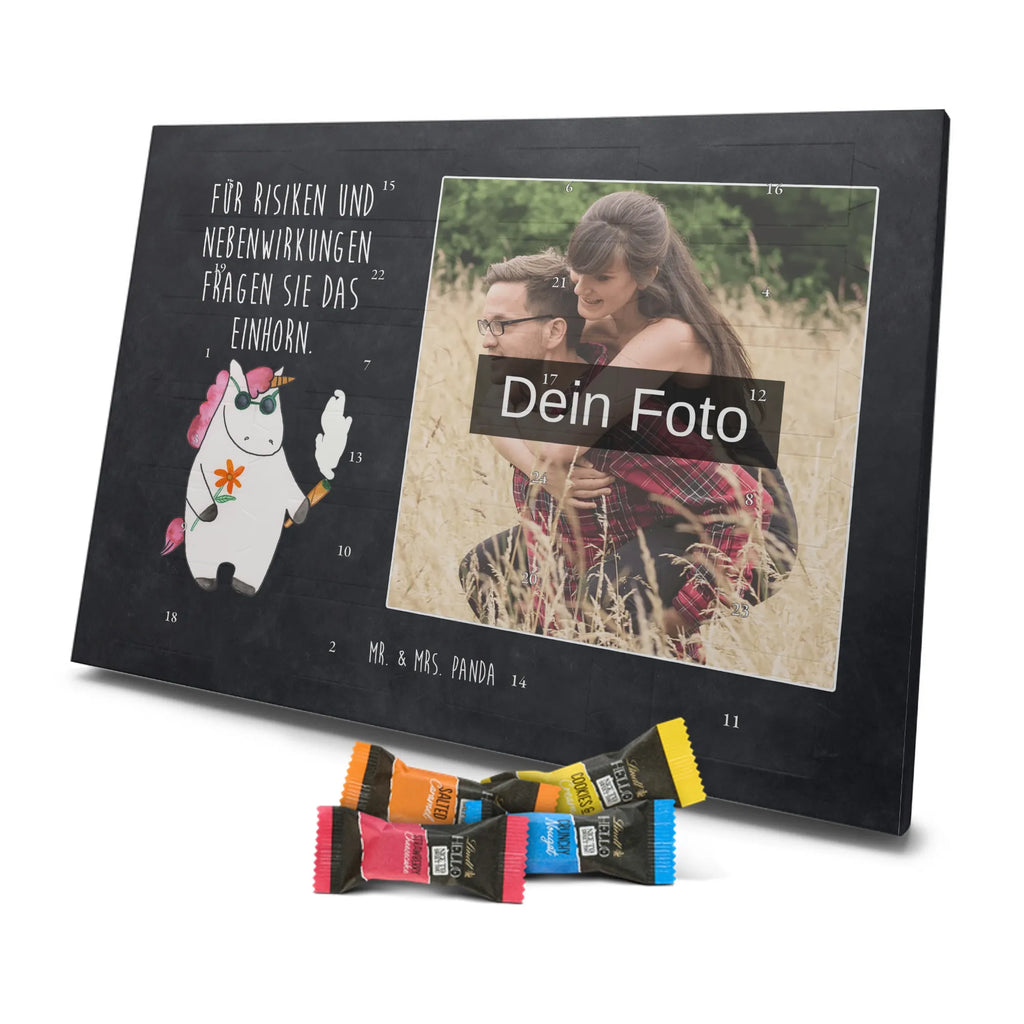 Personalisierter Schoko Foto Adventskalender Einhorn Woodstock Personalisierter Schoko Foto Adventskalender, Unicorn, Einhorn, Einhörner, Einhorn Deko, Zigarette, Spaß. Lustig, Alkohol, Joint, Woodstock, Party, Kiffen, Witzig