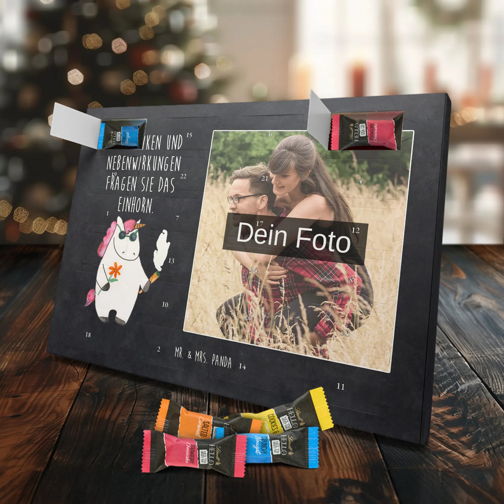 Personalisierter Schoko Foto Adventskalender Einhorn Woodstock Personalisierter Schoko Foto Adventskalender, Unicorn, Einhorn, Einhörner, Einhorn Deko, Zigarette, Spaß. Lustig, Alkohol, Joint, Woodstock, Party, Kiffen, Witzig