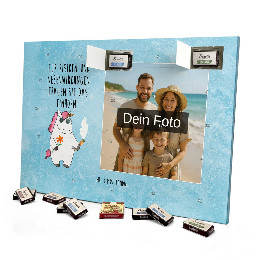 Personalisierter Schoko Foto Adventskalender Einhorn Woodstock Personalisierter Schoko Foto Adventskalender, Unicorn, Einhorn, Einhörner, Einhorn Deko, Zigarette, Spaß. Lustig, Alkohol, Joint, Woodstock, Party, Kiffen, Witzig