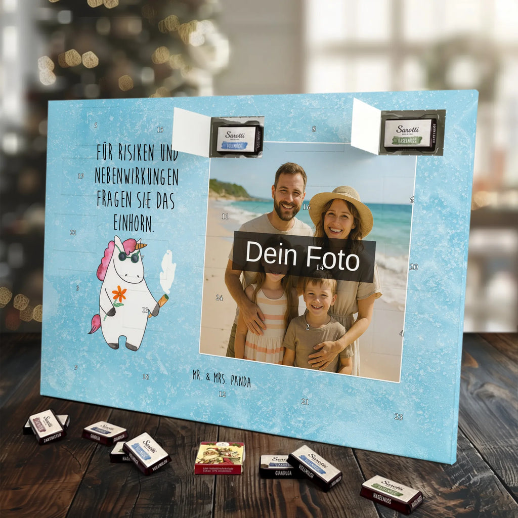 Personalisierter Schoko Foto Adventskalender Einhorn Woodstock Personalisierter Schoko Foto Adventskalender, Unicorn, Einhorn, Einhörner, Einhorn Deko, Zigarette, Spaß. Lustig, Alkohol, Joint, Woodstock, Party, Kiffen, Witzig