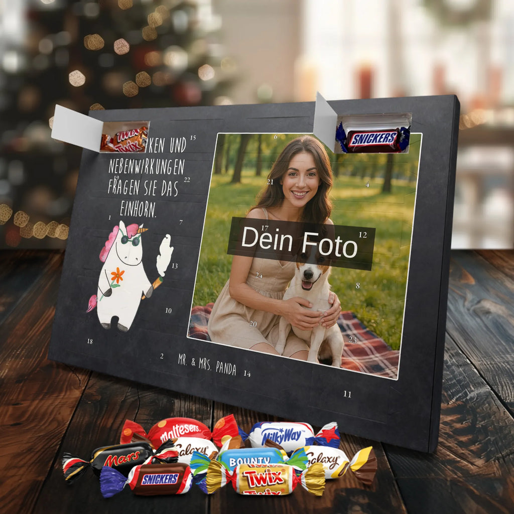 Personalisierter Schoko Foto Adventskalender Einhorn Woodstock Personalisierter Schoko Foto Adventskalender, Unicorn, Einhorn, Einhörner, Einhorn Deko, Zigarette, Spaß. Lustig, Alkohol, Joint, Woodstock, Party, Kiffen, Witzig