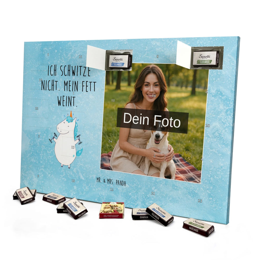 Personalisierter Schoko Foto Adventskalender Einhorn Fitness Personalisierter Schoko Foto Adventskalender, Unicorn, Einhorn, Einhörner, Einhorn Deko, Diät, Gym, Pumpen, Fitnessstudio, Sixpack, Sport, Abnehmen, Geräte, Fitness