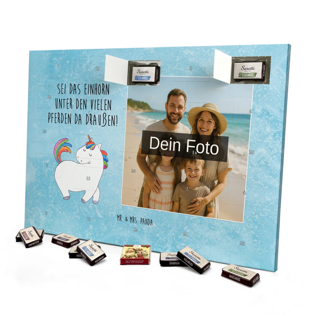 Personalisierter Schoko Foto Adventskalender Einhorn Stolzieren Personalisierter Schoko Foto Adventskalender, Unicorn, Einhorn, Einhörner, Einhorn Deko, Freundin, Anders, Pferd, Bunt, Reiten, Stolz, Geschenk, Reiter