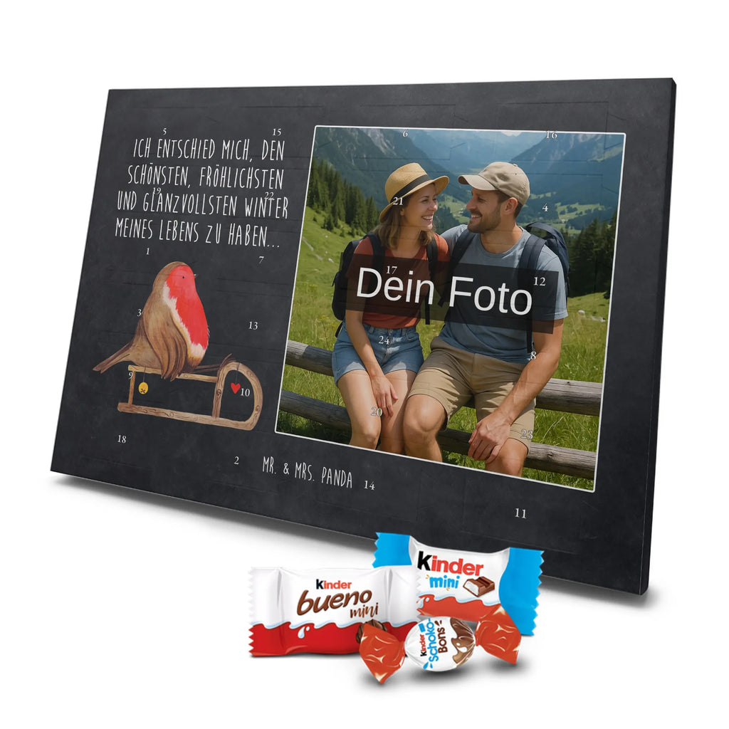 Personalisierter Schoko Foto Adventskalender Rotkehlchen Schlitten Personalisierter Schoko Foto Adventskalender, Winter, Wintermotiv, Advent, Nikolaus, Weihnachten, Weihnachtsdeko, Heiligabend, Vogel, Schlitten