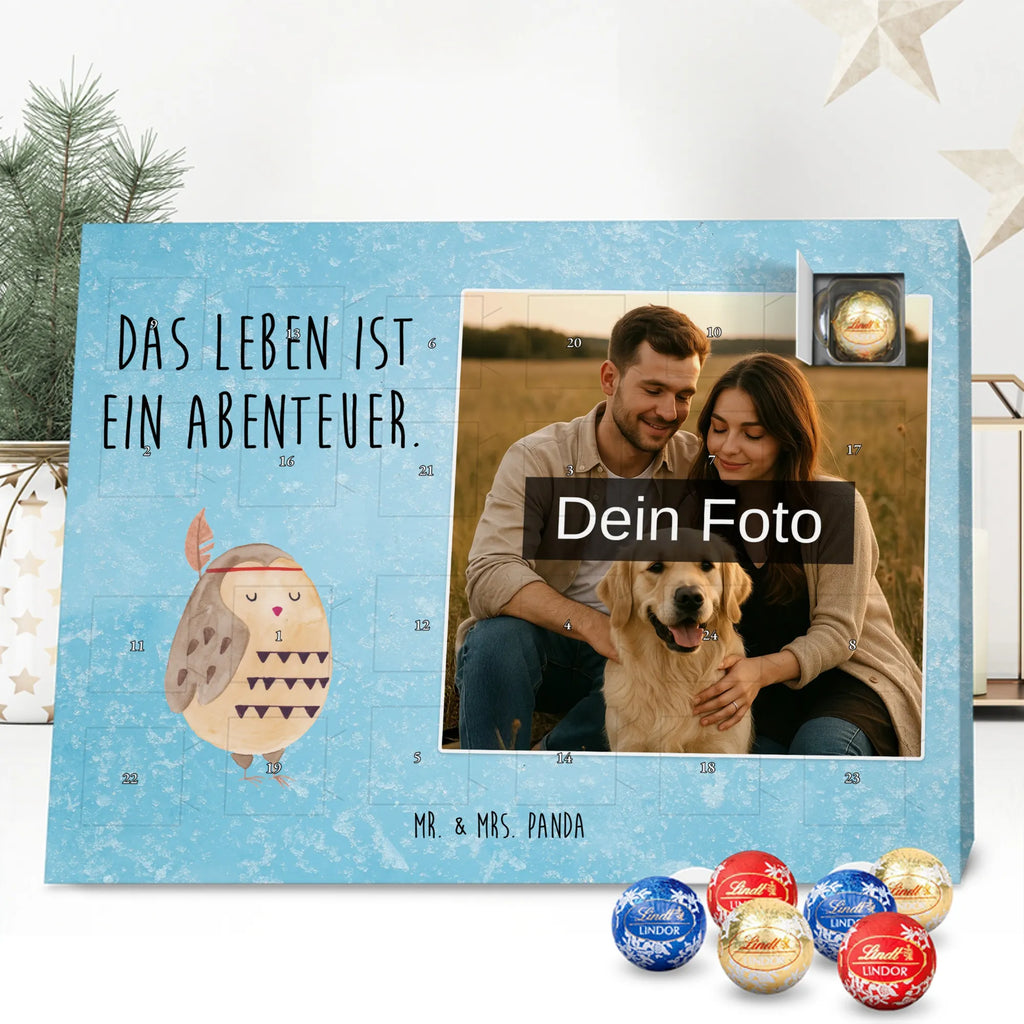 Personalisierter Schoko Foto Adventskalender Eule Federschmuck Personalisierter Schoko Foto Adventskalender, Eule, Dekoration, Federschmuck, Owl, Das Leben ist ein Abenteuer, Reisespruch, Eule Deko