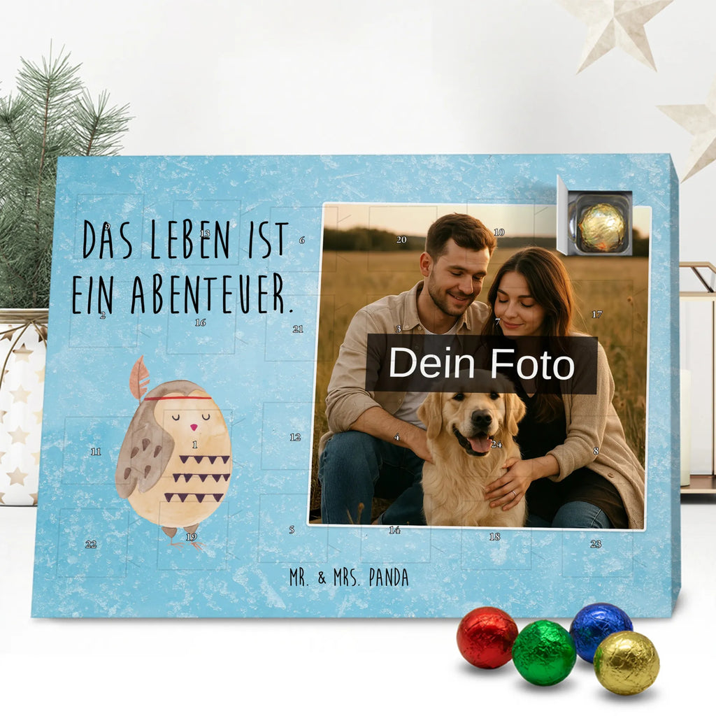 Personalisierter Schoko Foto Adventskalender Eule Federschmuck Personalisierter Schoko Foto Adventskalender, Eule, Dekoration, Federschmuck, Owl, Das Leben ist ein Abenteuer, Reisespruch, Eule Deko