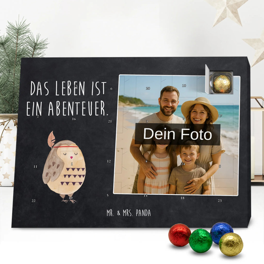 Personalisierter Schoko Foto Adventskalender Eule Federschmuck Personalisierter Schoko Foto Adventskalender, Eule, Dekoration, Federschmuck, Owl, Das Leben ist ein Abenteuer, Reisespruch, Eule Deko
