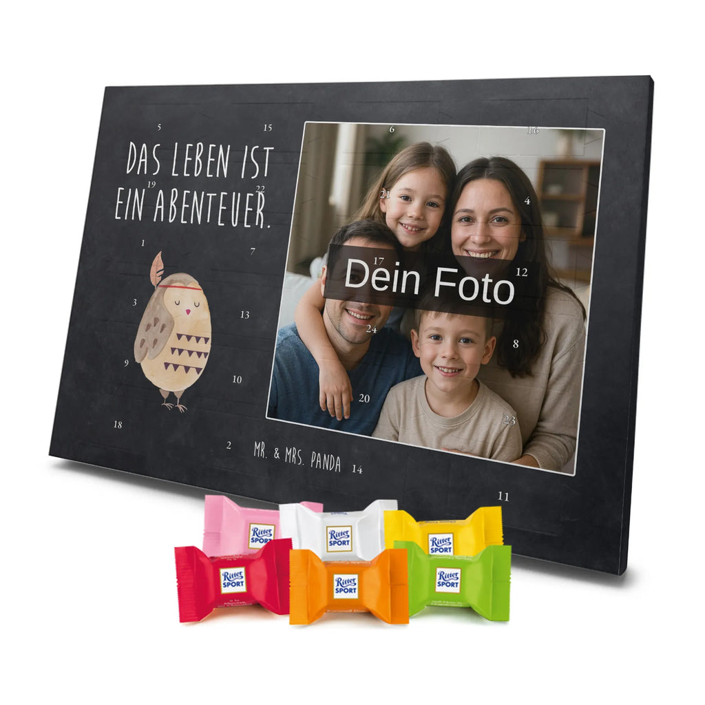 Personalisierter Schoko Foto Adventskalender Eule Federschmuck Personalisierter Schoko Foto Adventskalender, Eule, Dekoration, Federschmuck, Owl, Das Leben ist ein Abenteuer, Reisespruch, Eule Deko