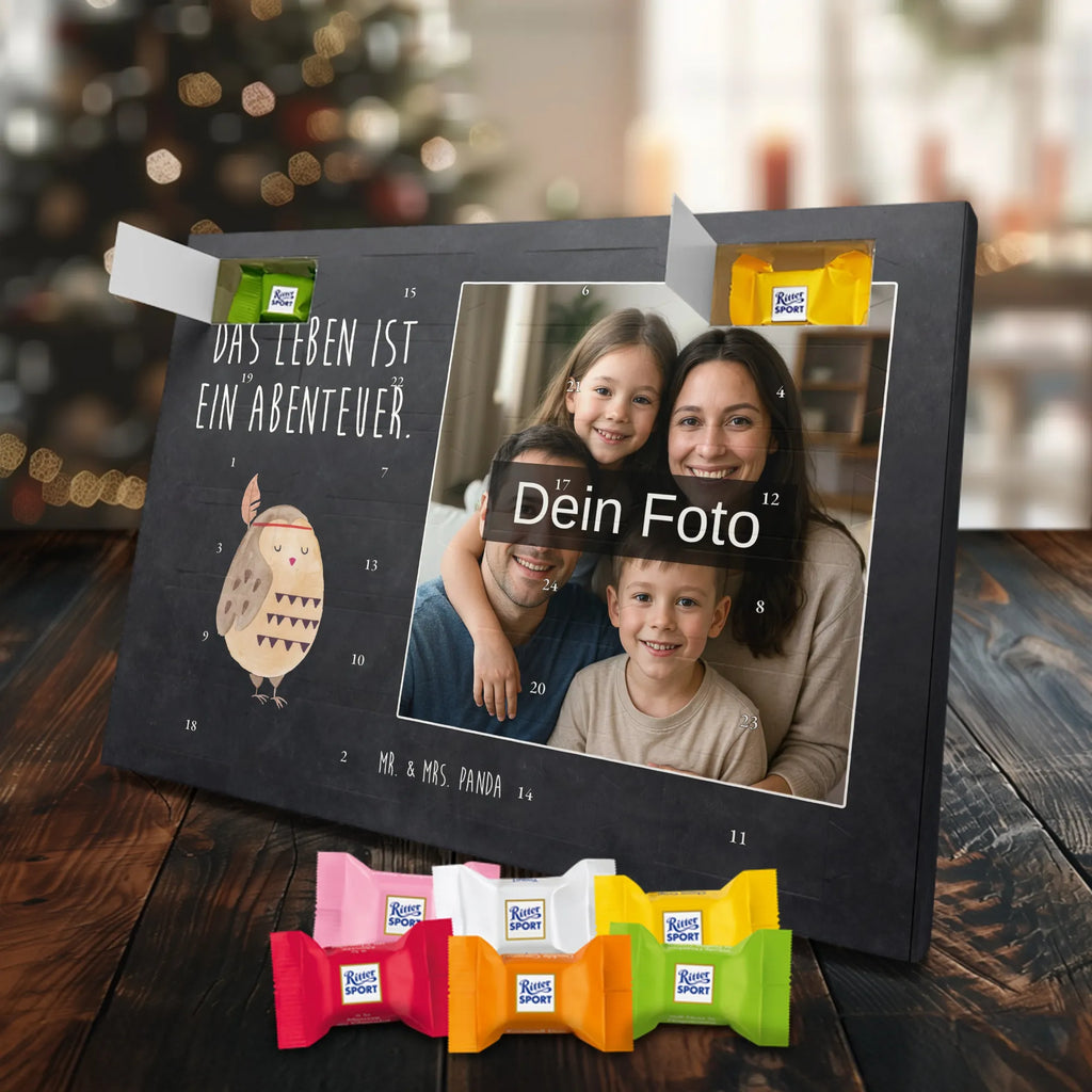 Personalisierter Schoko Foto Adventskalender Eule Federschmuck Personalisierter Schoko Foto Adventskalender, Eule, Dekoration, Federschmuck, Owl, Das Leben ist ein Abenteuer, Reisespruch, Eule Deko