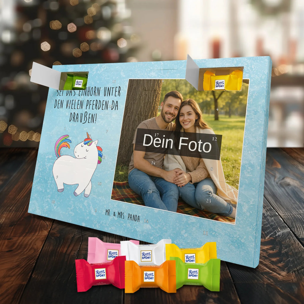 Personalisierter Schoko Foto Adventskalender Einhorn Stolzieren Personalisierter Schoko Foto Adventskalender, Unicorn, Einhorn, Einhörner, Einhorn Deko, Freundin, Anders, Pferd, Bunt, Reiten, Stolz, Geschenk, Reiter