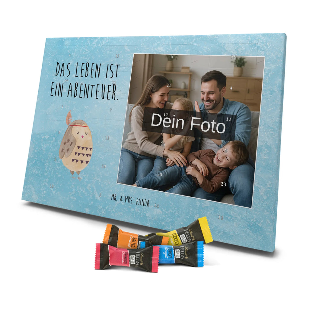 Personalisierter Schoko Foto Adventskalender Eule Federschmuck Personalisierter Schoko Foto Adventskalender, Eule, Dekoration, Federschmuck, Owl, Das Leben ist ein Abenteuer, Reisespruch, Eule Deko