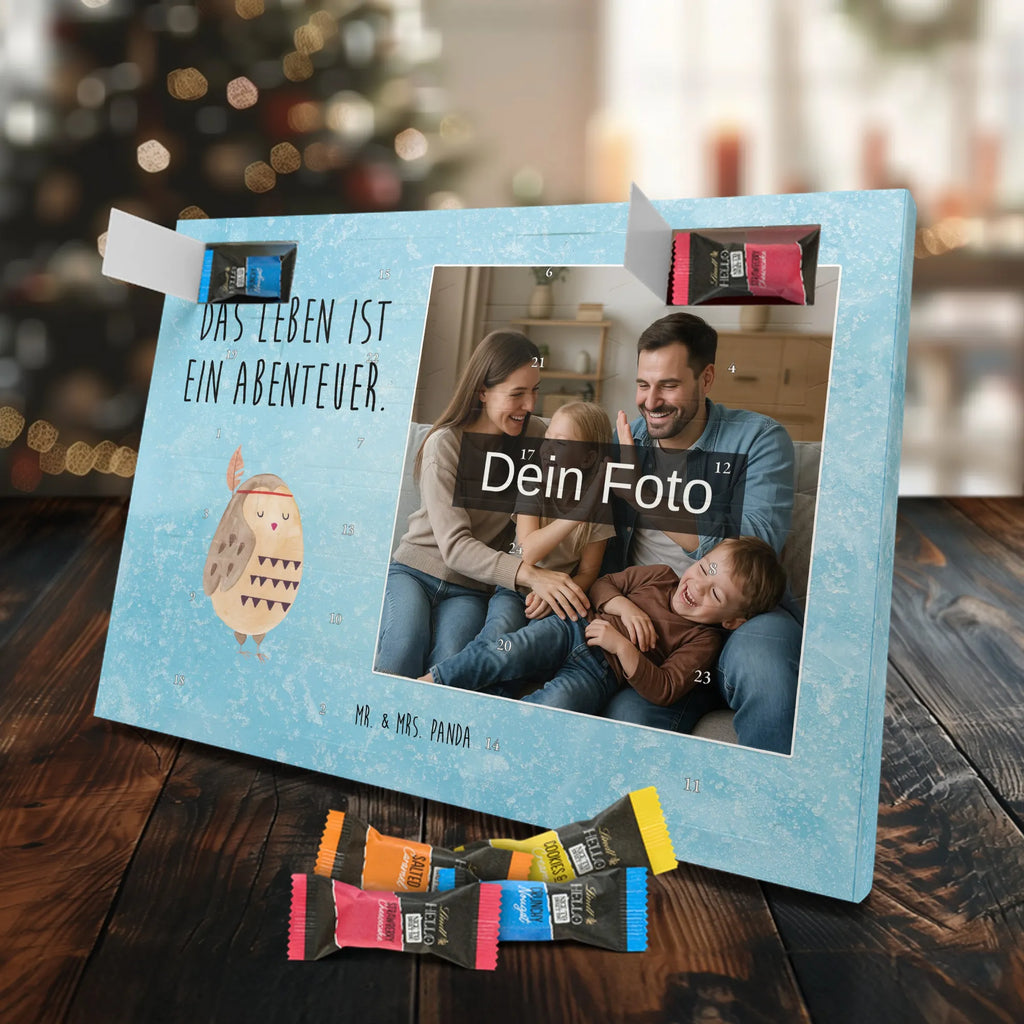 Personalisierter Schoko Foto Adventskalender Eule Federschmuck Personalisierter Schoko Foto Adventskalender, Eule, Dekoration, Federschmuck, Owl, Das Leben ist ein Abenteuer, Reisespruch, Eule Deko