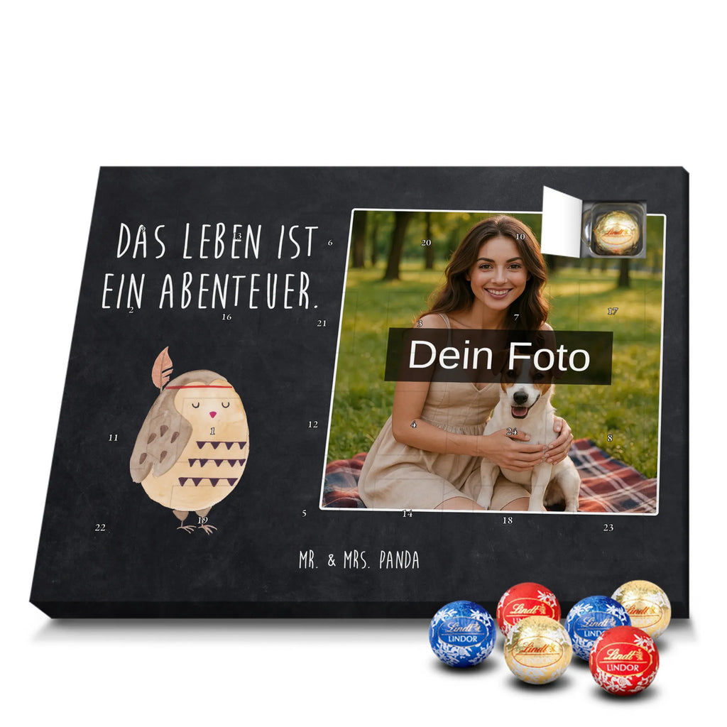 Personalisierter Schoko Foto Adventskalender Eule Federschmuck Personalisierter Schoko Foto Adventskalender, Eule, Dekoration, Federschmuck, Owl, Das Leben ist ein Abenteuer, Reisespruch, Eule Deko