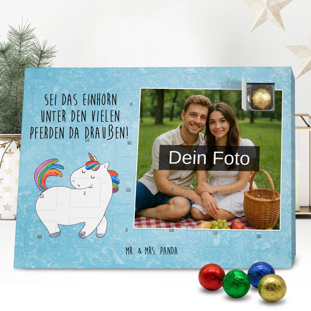 Personalisierter Schoko Foto Adventskalender Einhorn Stolzieren Personalisierter Schoko Foto Adventskalender, Unicorn, Einhorn, Einhörner, Einhorn Deko, Freundin, Anders, Pferd, Bunt, Reiten, Stolz, Geschenk, Reiter