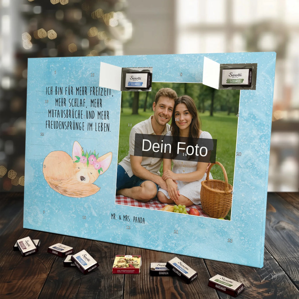 Personalisierter Schoko Foto Adventskalender Wüstenfuchs Blumen Personalisierter Schoko Foto Adventskalender, Afrika, Wildtiere, Wüstenfuchs, Wüste, Glücklich, Blumenkranz, Blumen