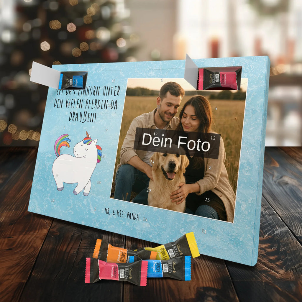 Personalisierter Schoko Foto Adventskalender Einhorn Stolzieren Personalisierter Schoko Foto Adventskalender, Unicorn, Einhorn, Einhörner, Einhorn Deko, Freundin, Anders, Pferd, Bunt, Reiten, Stolz, Geschenk, Reiter
