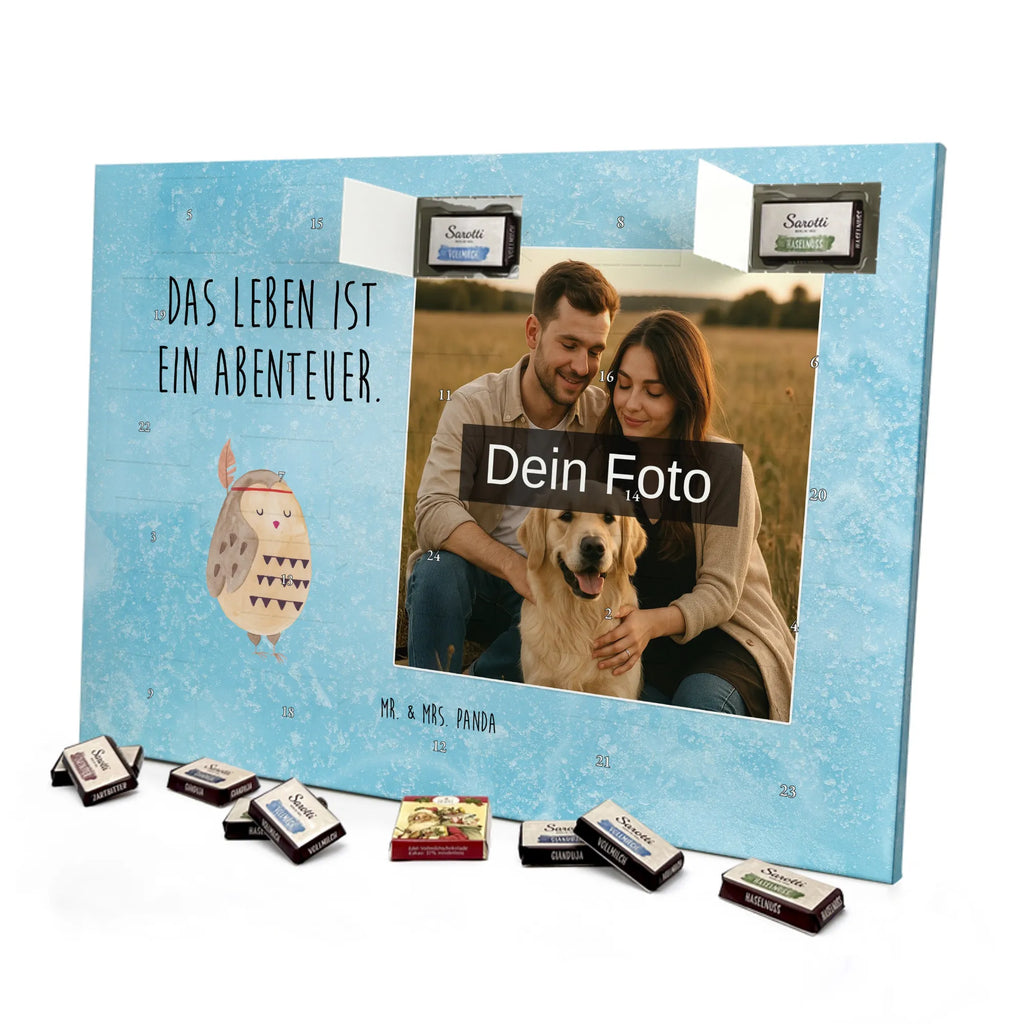 Personalisierter Schoko Foto Adventskalender Eule Federschmuck Personalisierter Schoko Foto Adventskalender, Eule, Dekoration, Federschmuck, Owl, Das Leben ist ein Abenteuer, Reisespruch, Eule Deko