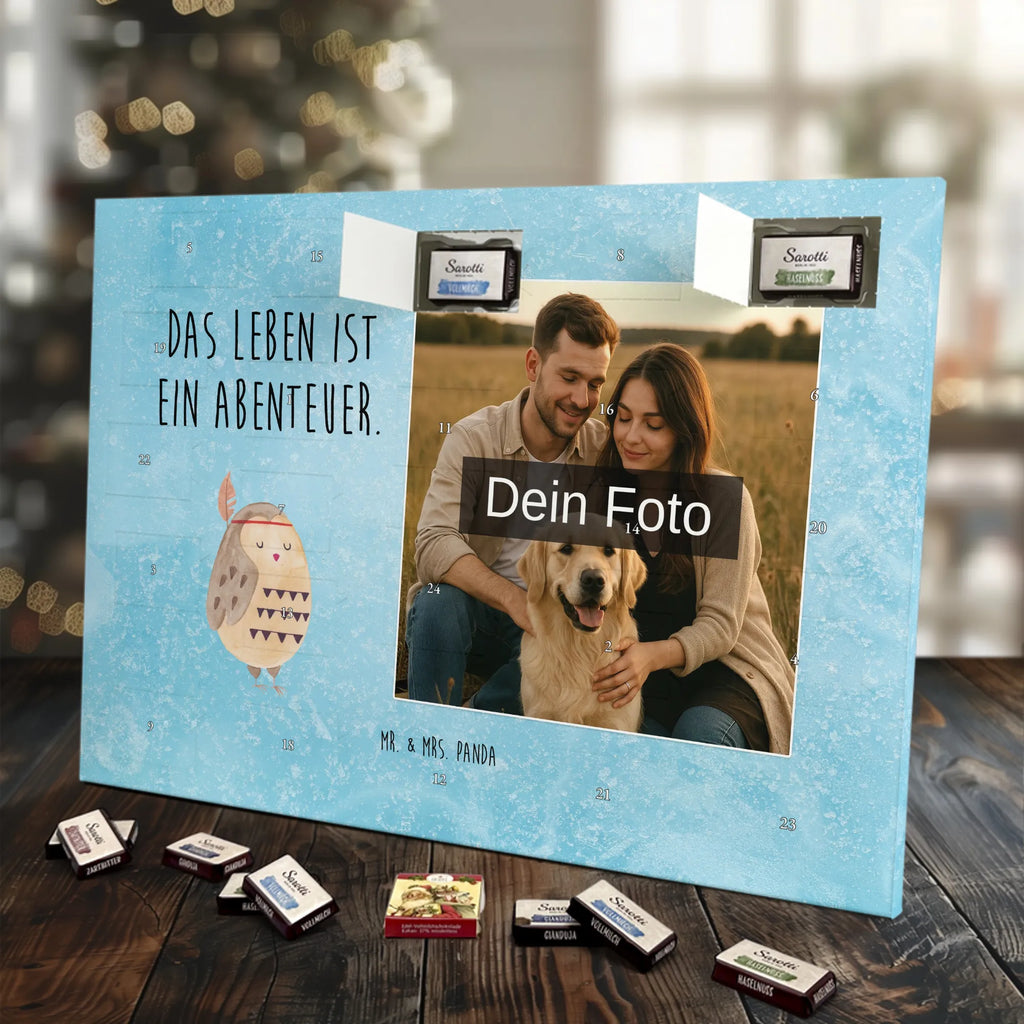 Personalisierter Schoko Foto Adventskalender Eule Federschmuck Personalisierter Schoko Foto Adventskalender, Eule, Dekoration, Federschmuck, Owl, Das Leben ist ein Abenteuer, Reisespruch, Eule Deko