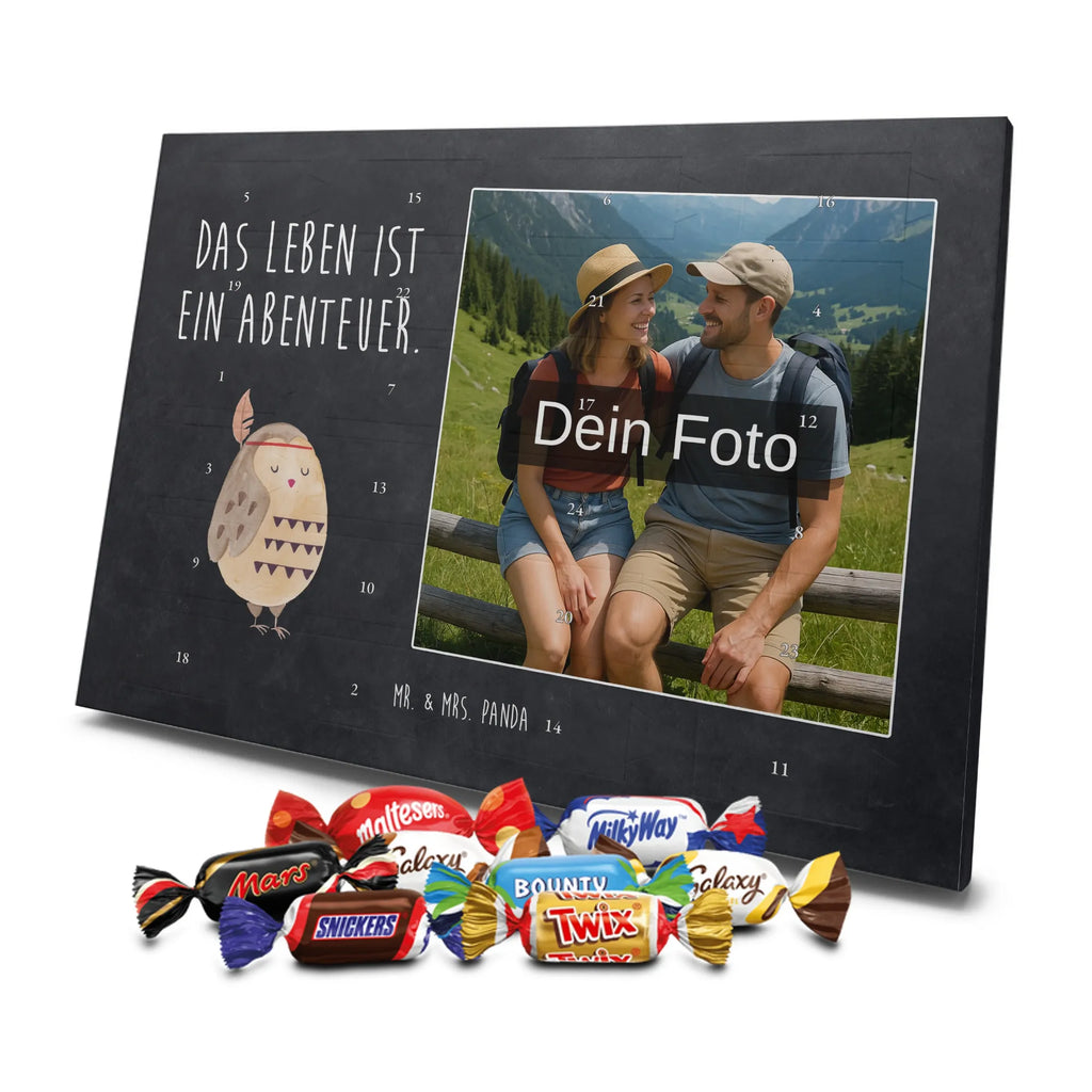 Personalisierter Schoko Foto Adventskalender Eule Federschmuck Personalisierter Schoko Foto Adventskalender, Eule, Dekoration, Federschmuck, Owl, Das Leben ist ein Abenteuer, Reisespruch, Eule Deko