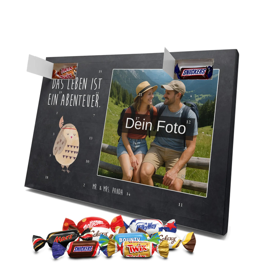 Personalisierter Schoko Foto Adventskalender Eule Federschmuck Personalisierter Schoko Foto Adventskalender, Eule, Dekoration, Federschmuck, Owl, Das Leben ist ein Abenteuer, Reisespruch, Eule Deko