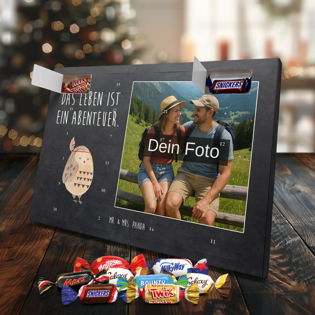 Personalisierter Schoko Foto Adventskalender Eule Federschmuck Personalisierter Schoko Foto Adventskalender, Eule, Dekoration, Federschmuck, Owl, Das Leben ist ein Abenteuer, Reisespruch, Eule Deko