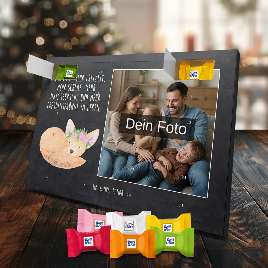 Personalisierter Schoko Foto Adventskalender Wüstenfuchs Blumen Personalisierter Schoko Foto Adventskalender, Afrika, Wildtiere, Wüstenfuchs, Wüste, Glücklich, Blumenkranz, Blumen