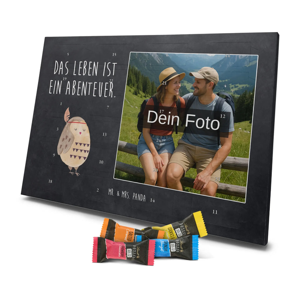 Personalisierter Schoko Foto Adventskalender Eule Federschmuck Personalisierter Schoko Foto Adventskalender, Eule, Dekoration, Federschmuck, Owl, Das Leben ist ein Abenteuer, Reisespruch, Eule Deko