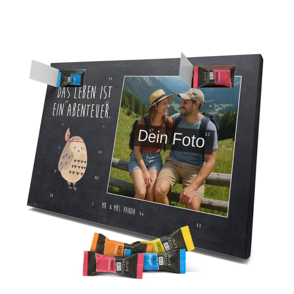 Personalisierter Schoko Foto Adventskalender Eule Federschmuck Personalisierter Schoko Foto Adventskalender, Eule, Dekoration, Federschmuck, Owl, Das Leben ist ein Abenteuer, Reisespruch, Eule Deko