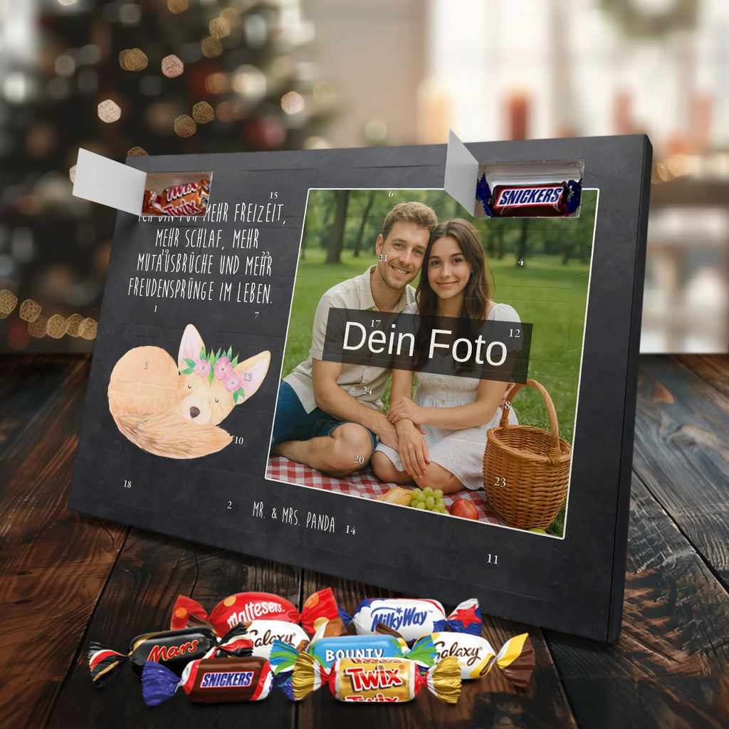 Personalisierter Schoko Foto Adventskalender Wüstenfuchs Blumen Personalisierter Schoko Foto Adventskalender, Afrika, Wildtiere, Wüstenfuchs, Wüste, Glücklich, Blumenkranz, Blumen