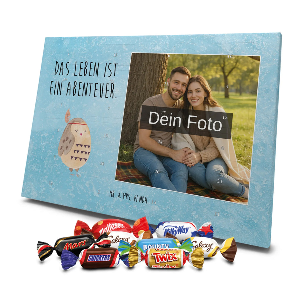 Personalisierter Schoko Foto Adventskalender Eule Federschmuck Personalisierter Schoko Foto Adventskalender, Eule, Dekoration, Federschmuck, Owl, Das Leben ist ein Abenteuer, Reisespruch, Eule Deko