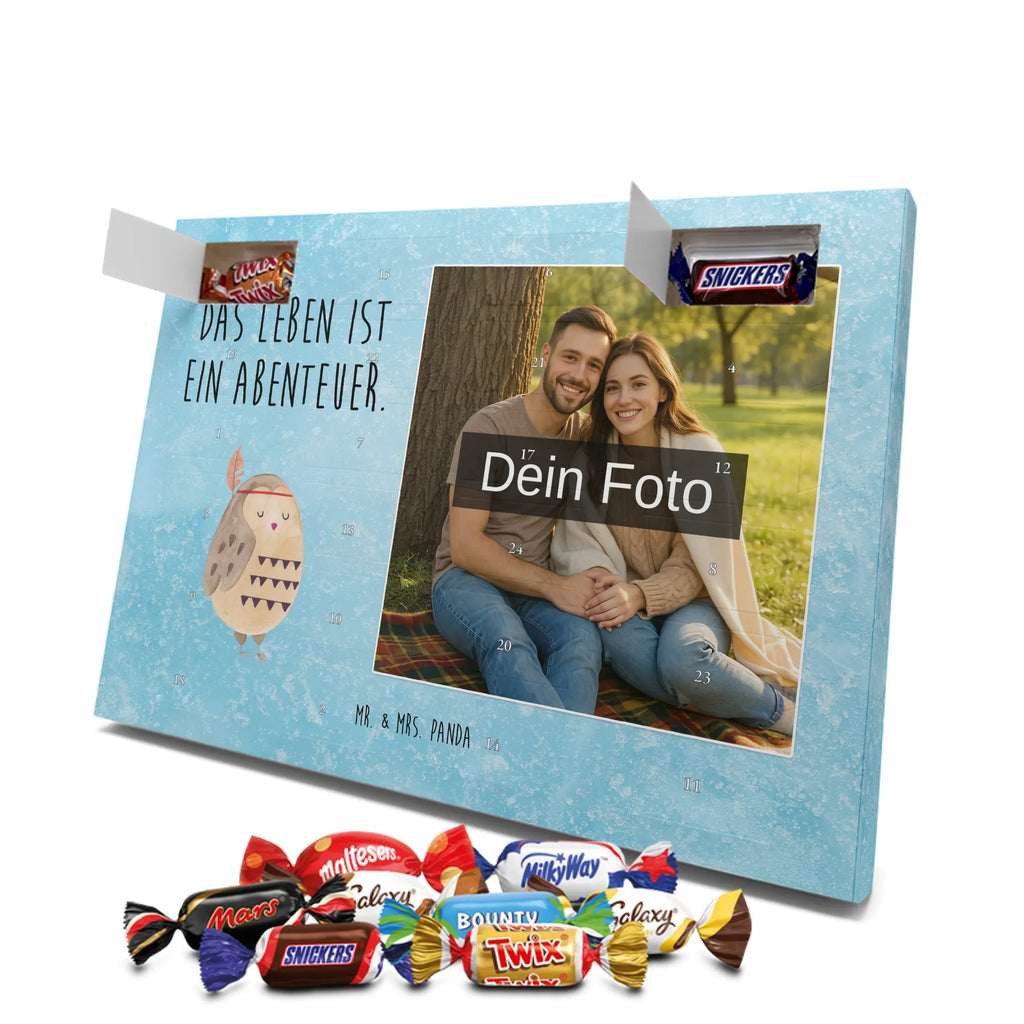 Personalisierter Schoko Foto Adventskalender Eule Federschmuck Personalisierter Schoko Foto Adventskalender, Eule, Dekoration, Federschmuck, Owl, Das Leben ist ein Abenteuer, Reisespruch, Eule Deko