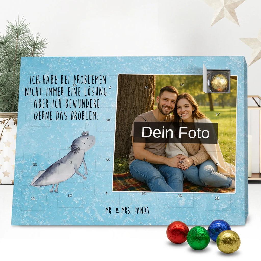 Personalisierter Schoko Foto Adventskalender Axolotl Schwimmen Personalisierter Schoko Foto Adventskalender, Axolotl, Molch, Probleme, Problem, Lurch, Motivation, Axolot, Lurche, Lösungen, Schwanzlurch