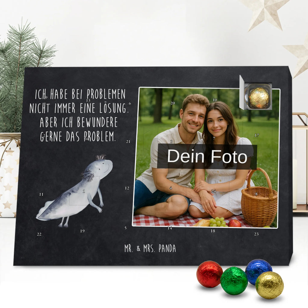 Personalisierter Schoko Foto Adventskalender Axolotl Schwimmen Personalisierter Schoko Foto Adventskalender, Axolotl, Molch, Probleme, Problem, Lurch, Motivation, Axolot, Lurche, Lösungen, Schwanzlurch