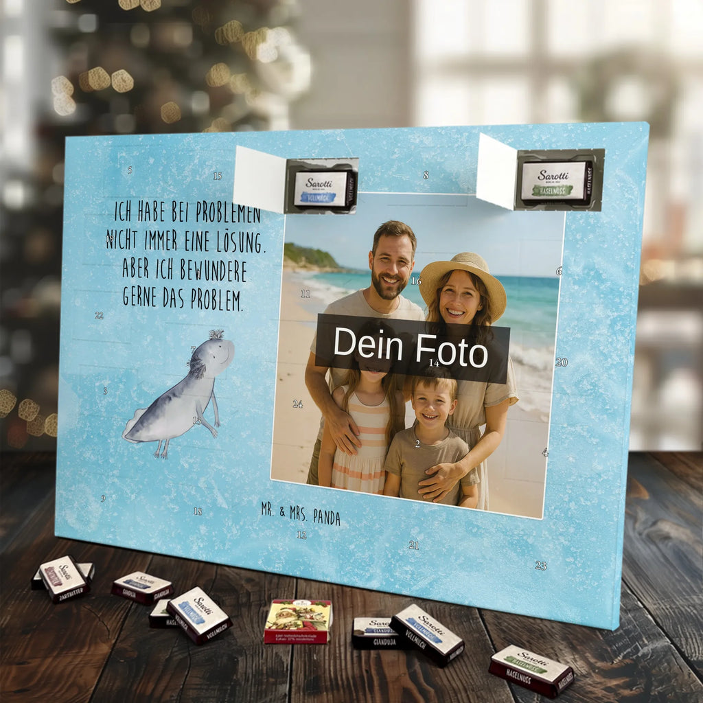 Personalisierter Schoko Foto Adventskalender Axolotl Schwimmen Personalisierter Schoko Foto Adventskalender, Axolotl, Molch, Probleme, Problem, Lurch, Motivation, Axolot, Lurche, Lösungen, Schwanzlurch
