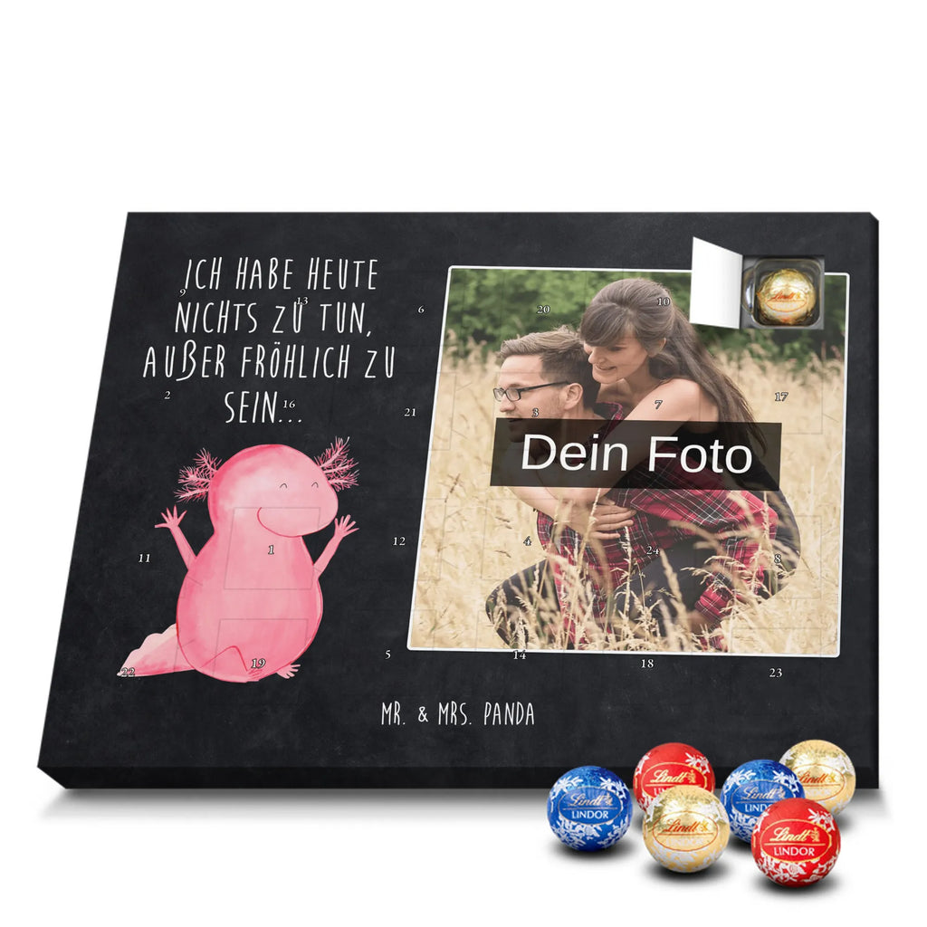 Personalisierter Schoko Foto Adventskalender Axolotl Hurra Personalisierter Schoko Foto Adventskalender, Molch, Axolotl, Lurche, Axolot, Schwanzlurch, Fröhlich, Spaß, Motivation, Freude, Zufriedenheit, Lurch