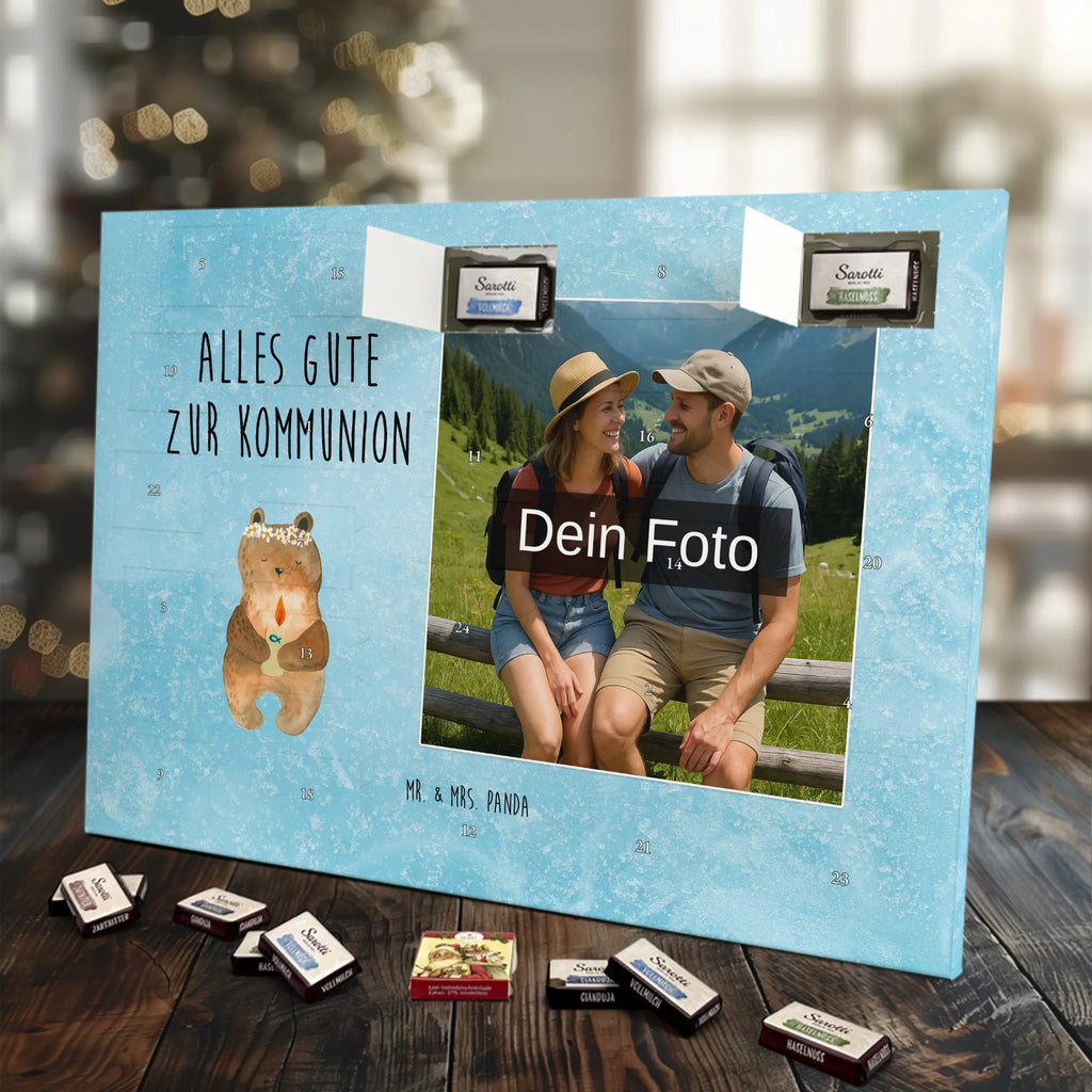  bear communion Personalisierter Schoko Foto Adventskalender, Teddybär, Teddy, Bär, Kommunion, Katholisch, Gottes Segen, Taufkerze
