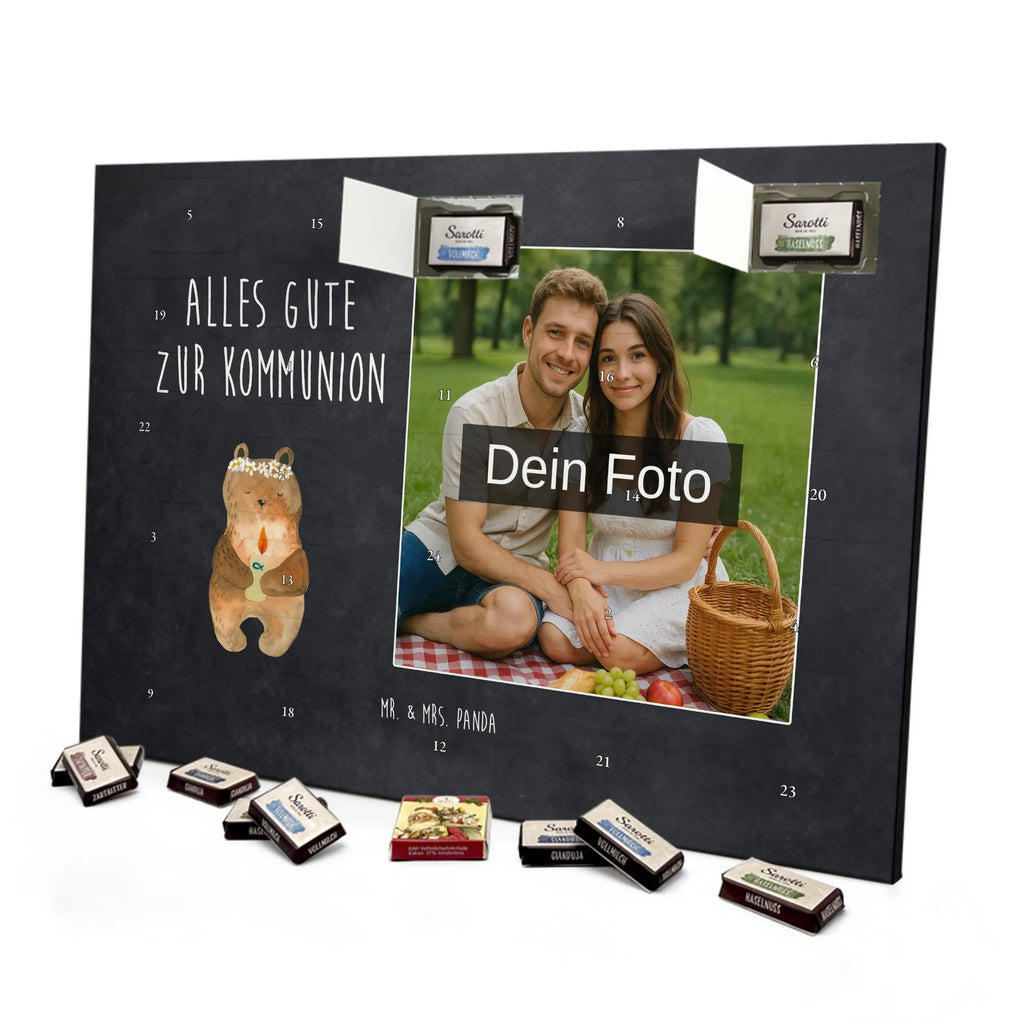  bear communion Personalisierter Schoko Foto Adventskalender, Teddybär, Teddy, Bär, Kommunion, Katholisch, Gottes Segen, Taufkerze