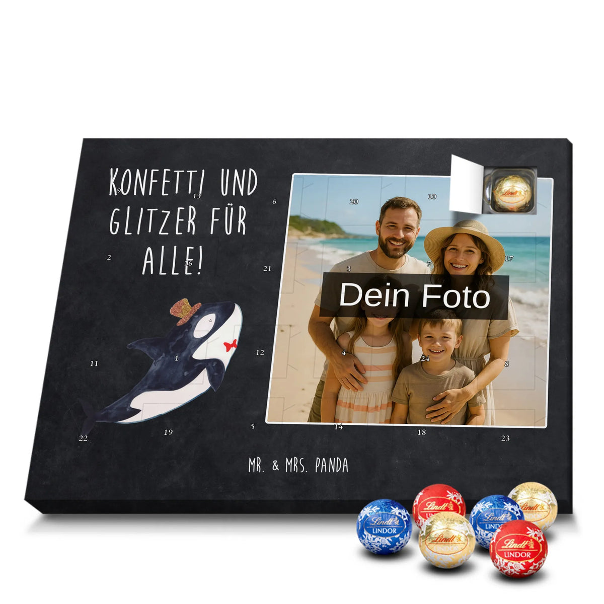 Personalisierter Schoko Foto Adventskalender Orca Zylinder|p:1981976|h:1749afea15c91a03d8bb255a3b89050c