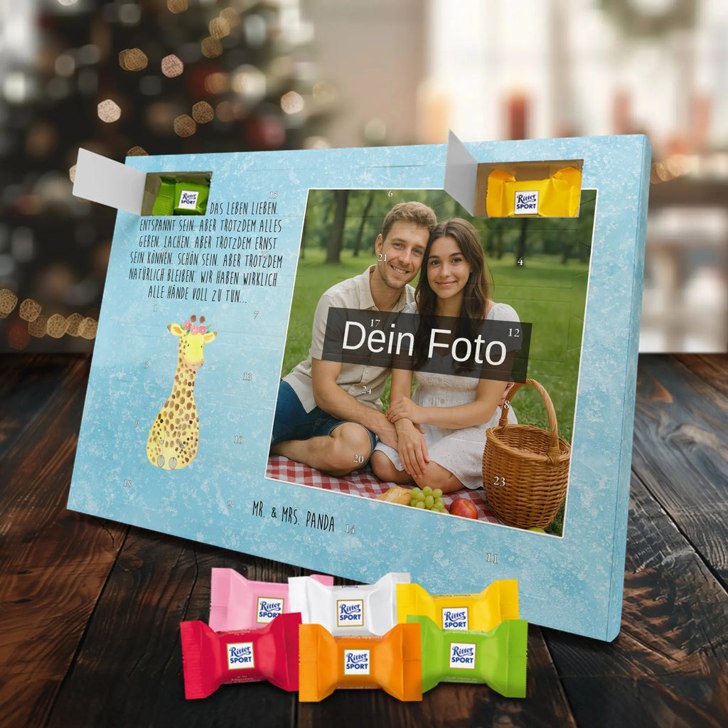  żyrafa Wieniec kwiatów Personalisierter Schoko Foto Adventskalender, Afrika, Wildtiere, Giraffe, Blumenkranz, Abenteurer, Selbstliebe, Freundin