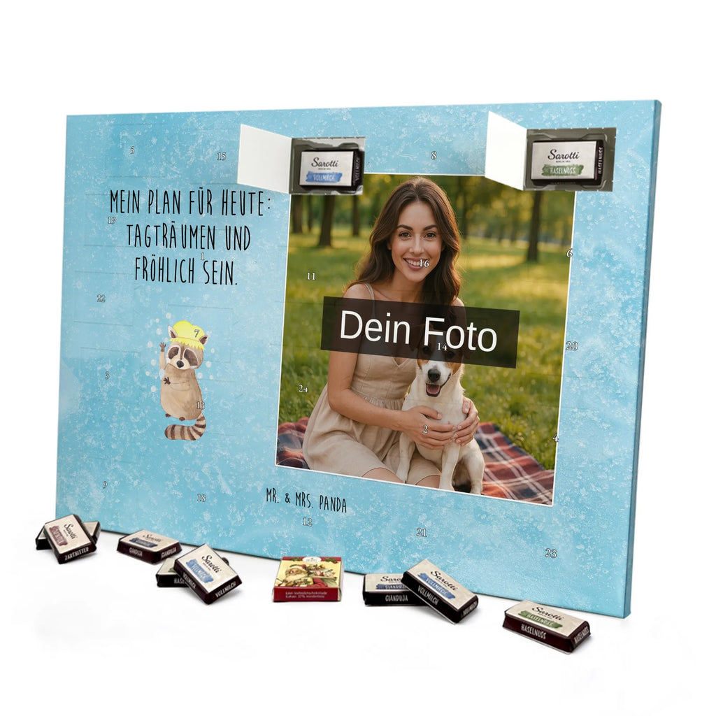Personalisierter Schoko Foto Adventskalender Waschbär Personalisierter Schoko Foto Adventskalender, Gute Laune, Lustige Sprüche, Tiere, Tiermotive, Waschen, Seifenblasen, Fröhlich, Plan, Tagträumen, Waschbär
