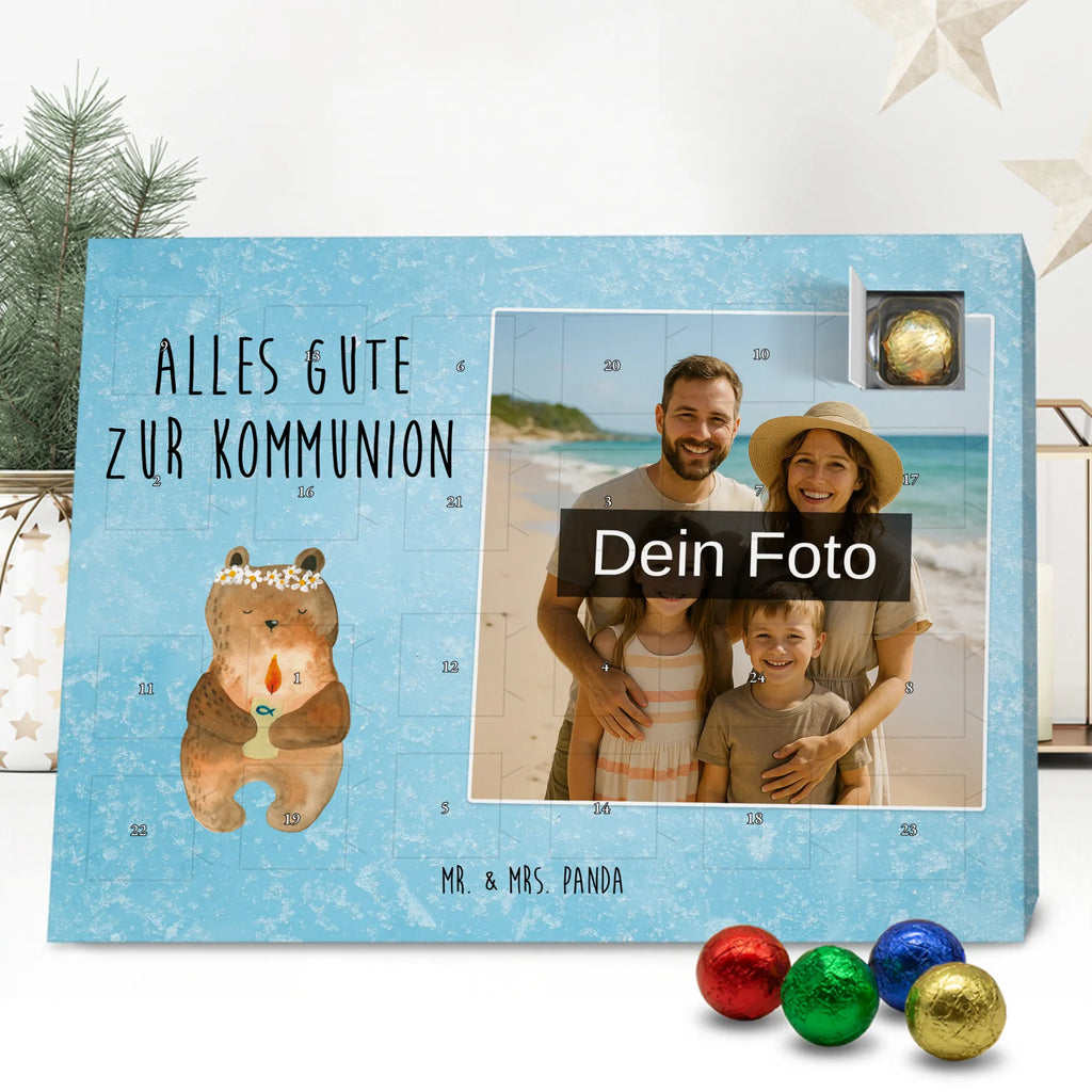  bear communion Personalisierter Schoko Foto Adventskalender, Teddybär, Teddy, Bär, Kommunion, Katholisch, Gottes Segen, Taufkerze