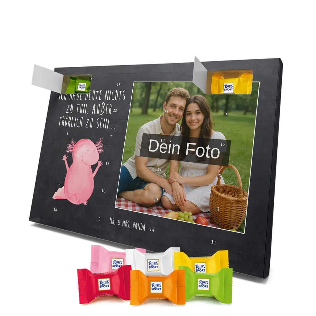 Personalisierter Schoko Foto Adventskalender Axolotl Hurra Personalisierter Schoko Foto Adventskalender, Molch, Axolotl, Lurche, Axolot, Schwanzlurch, Fröhlich, Spaß, Motivation, Freude, Zufriedenheit, Lurch