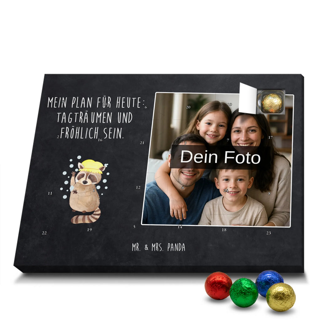 Personalisierter Schoko Foto Adventskalender Waschbär Personalisierter Schoko Foto Adventskalender, Gute Laune, Lustige Sprüche, Tiere, Tiermotive, Waschen, Seifenblasen, Fröhlich, Plan, Tagträumen, Waschbär