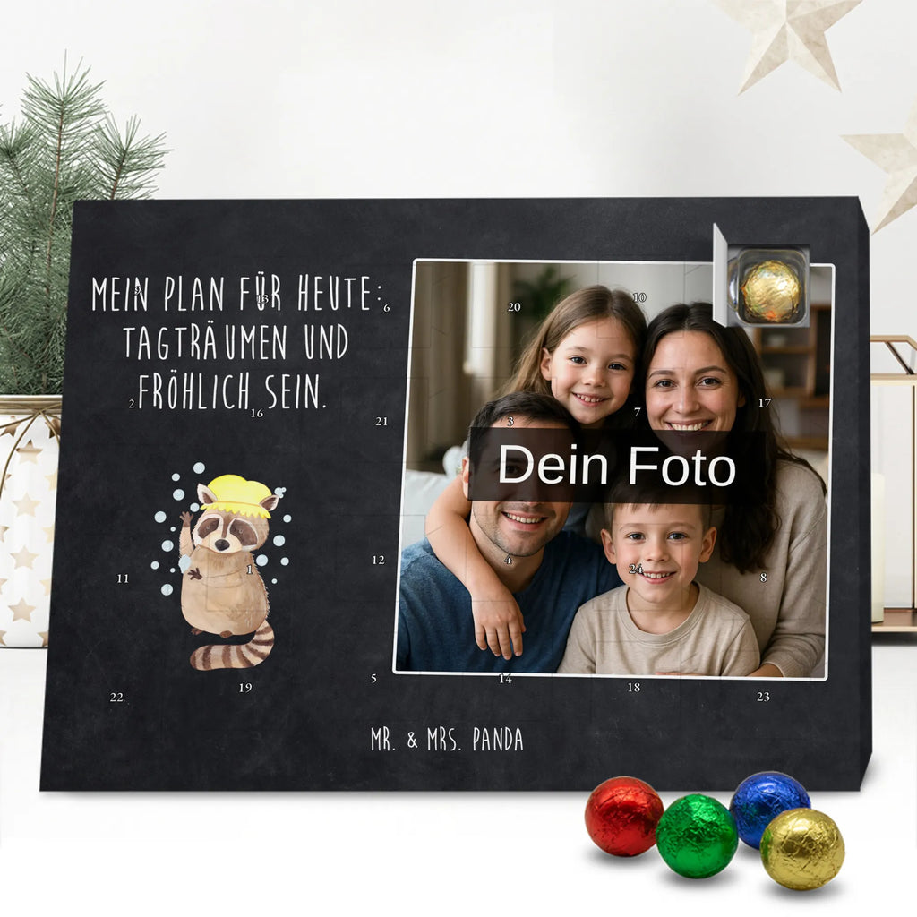 Personalisierter Schoko Foto Adventskalender Waschbär Personalisierter Schoko Foto Adventskalender, Gute Laune, Lustige Sprüche, Tiere, Tiermotive, Waschen, Seifenblasen, Fröhlich, Plan, Tagträumen, Waschbär