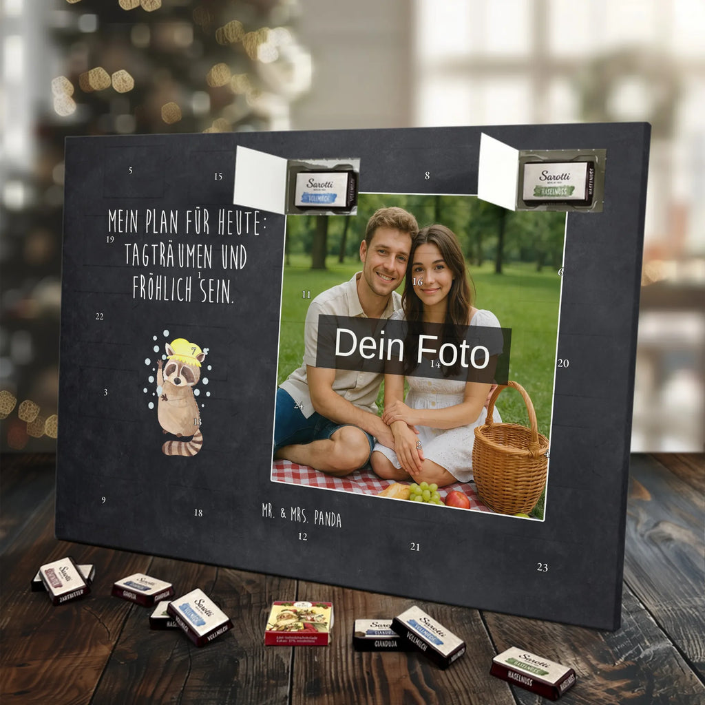 Personalisierter Schoko Foto Adventskalender Waschbär Personalisierter Schoko Foto Adventskalender, Gute Laune, Lustige Sprüche, Tiere, Tiermotive, Waschen, Seifenblasen, Fröhlich, Plan, Tagträumen, Waschbär